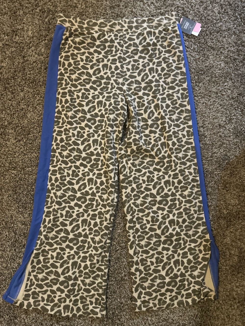 Grayson Threads Leopard Print Pajama Pants with Blue Side Trim
